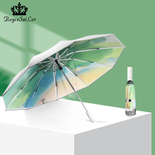 이중 티타늄 실버 양산 초강력 자외선 차단 햇빛가리개 맑은 비 다목적 양산 여성용 upf50+ 우산 접이식