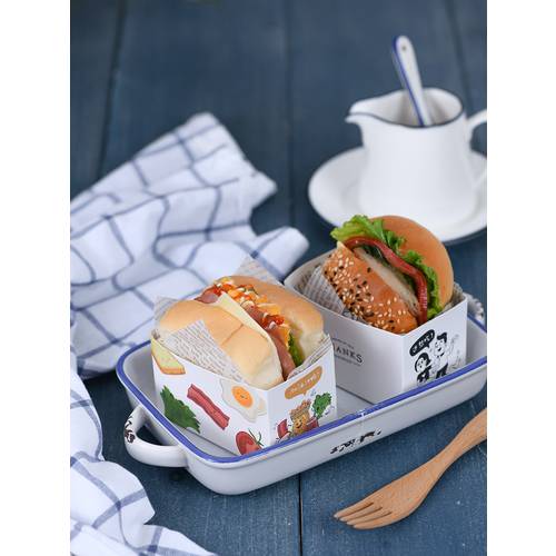 한국 요즘핫템 셀럽 샌드위치 포장박스 두꺼운 계란 토스트 빵 햄버거 포장지 휴대용 편리한 상자 일회용