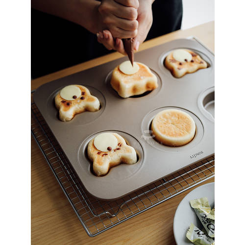 일본 6개 6 렌조 꽃 미니 카툰 만화 캐릭터 식빵 몰드 모형틀 팥 고구마 케이크 햄버거 영국인 머핀 프라이팬 뚜껑있는