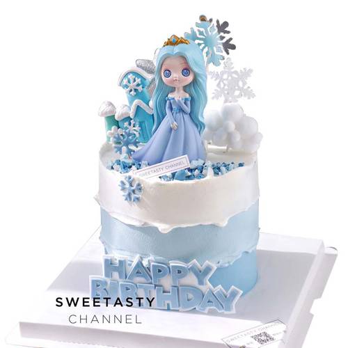 얼음과 눈 퀸 아이샤 공주 케이크 장식 장식품 요즘핫템 셀럽 생일 베이킹 폴리머클레이 성 눈송이 토퍼 YUNDUO