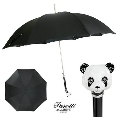 이탈리아 Pasotti 장우산 남성용 새로운 노랑 구리 팬더 손잡이 검은 우산 천 우산 양산 모두사용가능 자외선 차단 썬블록 선물용
