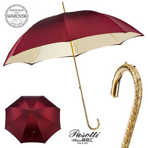 Pasotti 양산 이탈리아 NEW 와인 레드 안개꽃 크리스탈 상감 여신 우산 양산 모두사용가능 양산 파라솔
