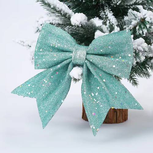 티파니 블루 완제품 대형 리본 섬광 가루 걸이 크리스마스 조각 트리 톱 STAR 배경 벽걸이 신년 새해 장식 인테리어