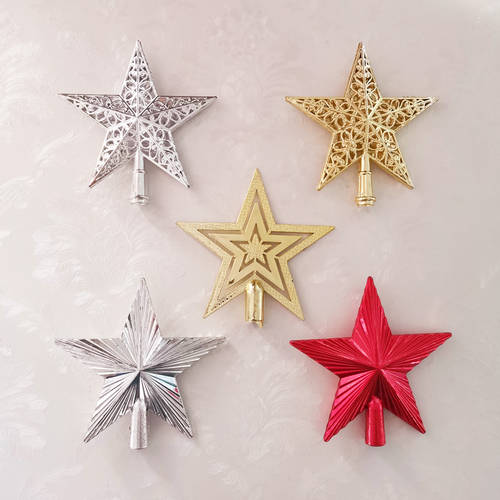 크리스마스 트리 톱스타 중국 STAR 골드 별 평면 펀칭 입체형 금은 레드 블루 가루 크리스마스 장식 인테리어