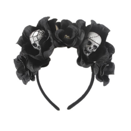 Halloween Horror Skull Lace Headband Artificial Flower wreat