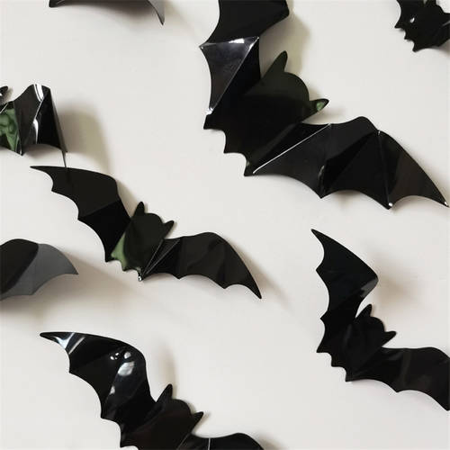 16pcs Halloween 3D black bat Wall Stickers Halloween party