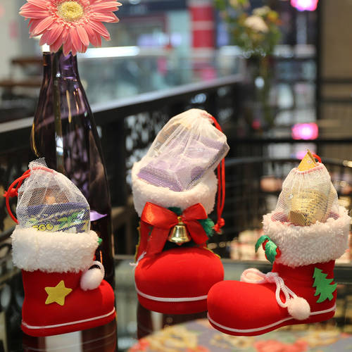 크리스마스 양말 액세서리 펜던트 캔디 부츠 독창적인 아이디어 상품 선물용 작은 가방 부츠 선물용 파우치 미니 장식품 크리스마스 장식품