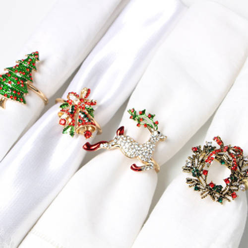 1PC Christmas Napkin Ring Holders Xmas table Decoration for