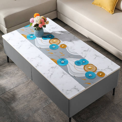 식탁보 테이블 보 방수 방유가공 기름방지 스케일 화상 데임 방지 세척 필요없는 PVC 티테이블 테이블 매트 직사각형 거실 테이블 보 모던 심플 패드