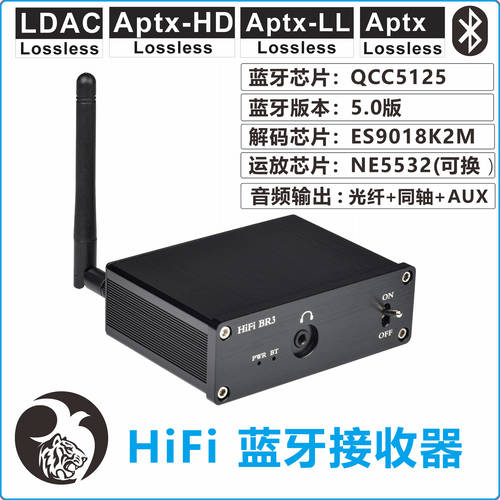 HiFi 블루투스 5.1 버전 오디오 리시버 수신기 QCC5125 디지털 광섬유 동축케이블 AUX LDAC/Aptx H