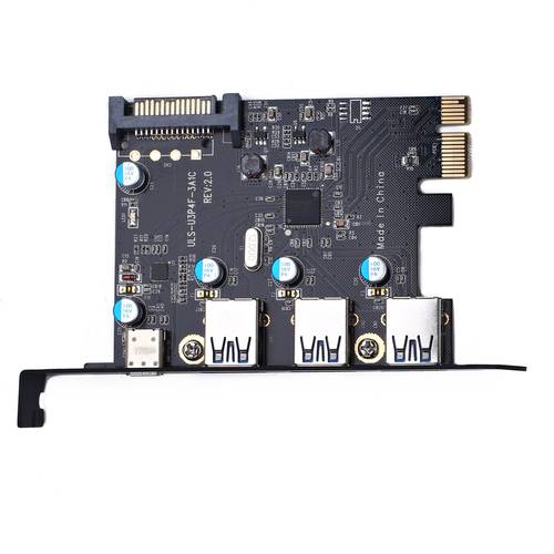 데스크탑 PCIE TO 3 포트 USB3.0 +Type-C 어댑터 SATA 전원공급 지원 MAC pro