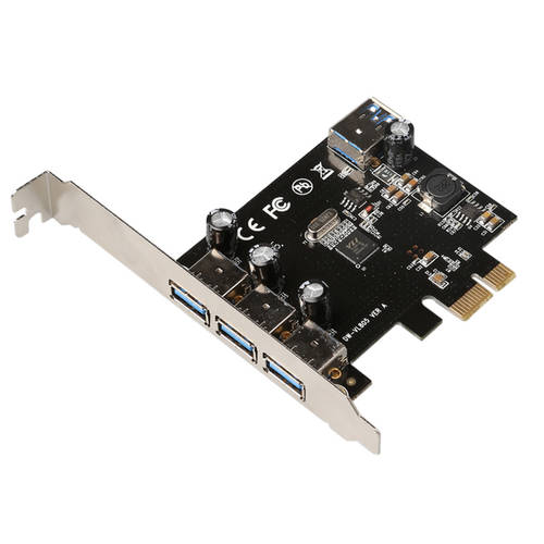 4 포트 USB3.0 고속 확장카드 PCI-E 어댑터 PCIe 데스크탑 휴대용 배터리 전원공급 케이블 홀더 카드