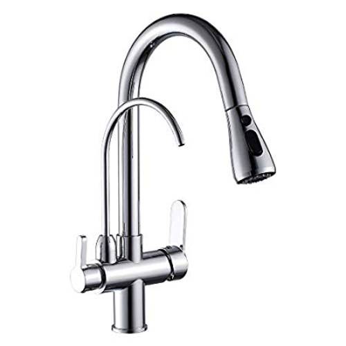 WANFAN Commercial Lead Free Pull Out Kitchen Sink Faucet Dua