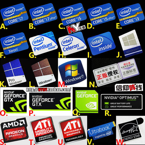 정품 인텔코어 2 3 세대 core i3 i5 i7 win10 노트북 PC CPU 라벨 스티커