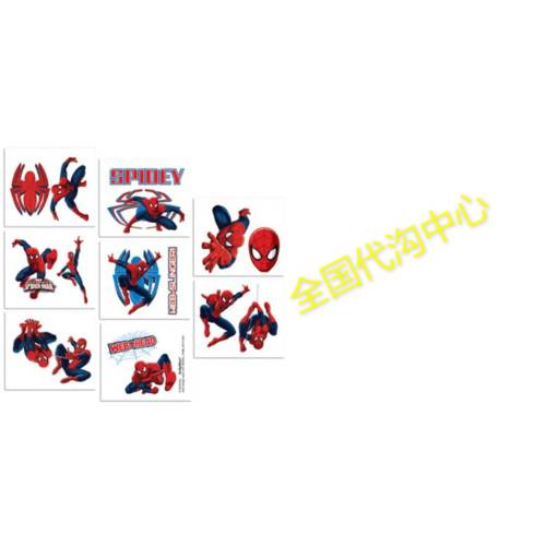 16-Piece Spider-Man Tattoos, Multicolored