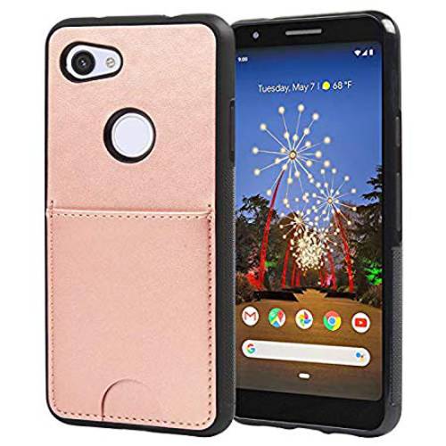 Arae Case for Google Pixel 3A with Leather Card Holder - Ros