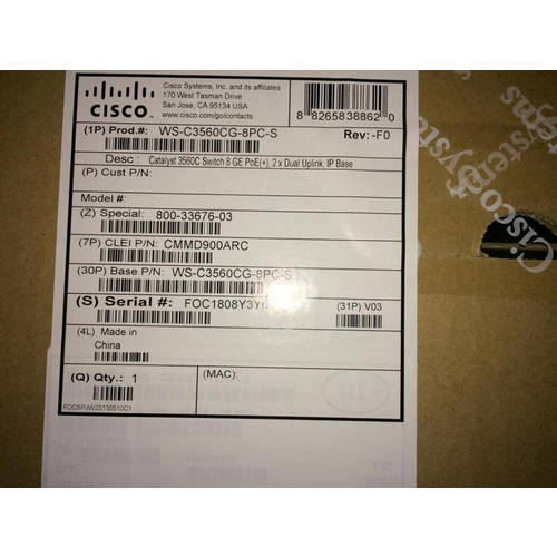 Cisco WS-C3560CG-8PC-S 시스코 CISCO 8 기가비트 3단 POE 스위치 신제품 라이선스