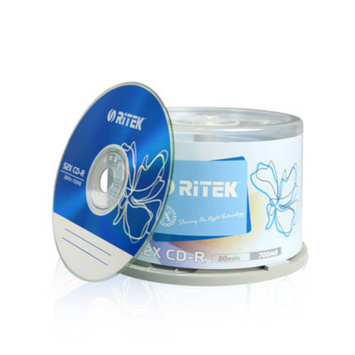 RITEK 화려한 음악CD CD-R CD굽기 공백 CD CD 50 필름 버킷 52X（ 마다 색상 10 개 ）