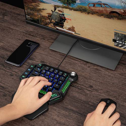 한손 키보드 기계식 왼쪽 손 청축 RGB 뒤 광 와이어 포함 레버스위치 E-스포츠 PC게임 배그 소형키보드