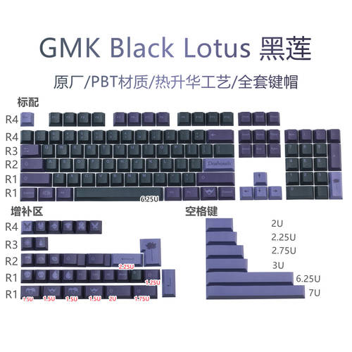 GMK 검은 연꽃 키캡 PBT 염료승화 기계식 키보드 레트로 풀세트 버튼 Black Lotus 오리지널 사이즈