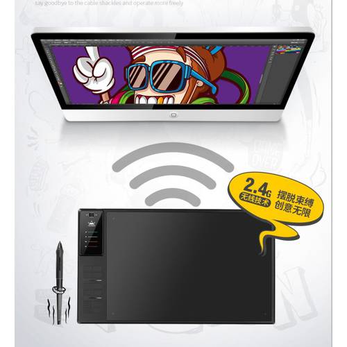 HUION WH1409 V2 무선 태블릿 스케치 보드 컴퓨터 드로잉 보드 태블릿 포토샵 메모패드 전자 드로잉패드
