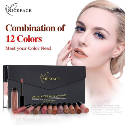 NICEFACE 12Pcs/Set Matte Long-Lasting Lipstick Set 12 Colors