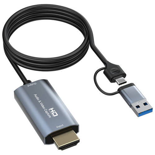 HDMI转TYPE-C+USB采集卡二合一PS4 SWITCH电脑游戏直播1.8M采集器