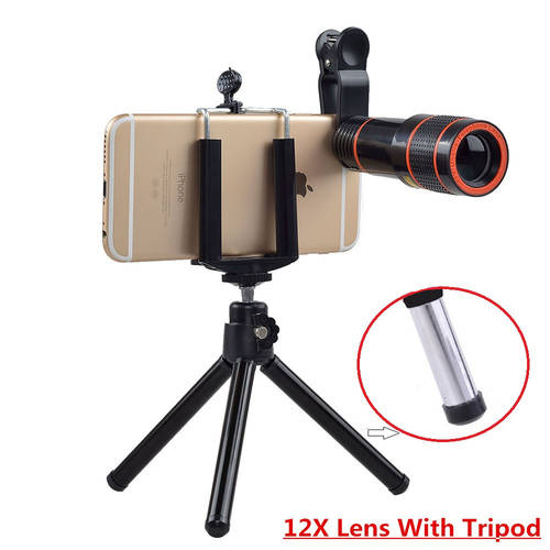 Phone Lens 12X Telephoto Zoom Lentes Telescope Tripod Holder