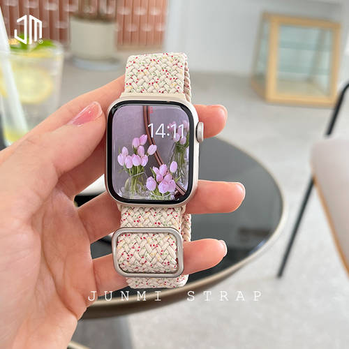JUNMI 사용가능 applewatch87 시계 스트랩 iwatch se 손목시계 워치 나일론 편직 손목스트랩 41mm45 아이폰 애플 654321 세대 iwatch5 개성있는 은하수 컬러 시계 스트랩 남여공용제품 패션 트렌드