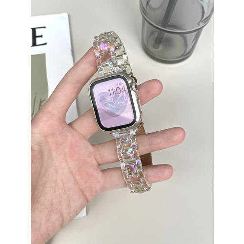 Apple Watch 호환 S7 시계 스트랩 iWatch8 애플워치 SE/1/2/3/4/5 다이 샤오 아이스 큐브 시계 스트랩 레이저 빙하 투명 신상 신형 신모델 강화필름 보호케이스 45/41mm 써머 여름용
