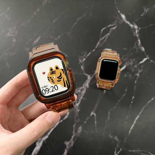사용가능 applewatch 시계 스트랩 빙하 투명 컬러 보호케이스 일체형 애플워치 스트랩 iwatch S7/6/5/4/3/2/1/SE 범용 독창적인 아이디어 상품 실리콘 워치 스트랩 여름 스포츠형