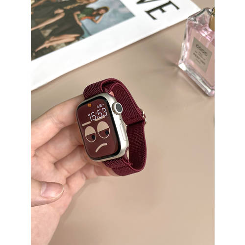 【 매우 편안한 】 호환 AppleWatch 팔찌 밴드 애플워치 시계 스트랩 S8 슬라이드 버클 제품 상품 iwatch7/3/4/5/6/se 캔톤타워 나일론 조절 가능 시계 별과 함께 밝은 색 45/41mm
