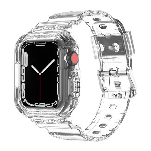 호환 iwatch8 아이폰 애플 보호케이스 일체형 빙하 투명 워치 시계 스트랩 apple watch7/6/5/se/2/3/4 세대 s7/s8 실리콘 케이스 스포츠 남성용 여성용 s5 스마트 액세서리