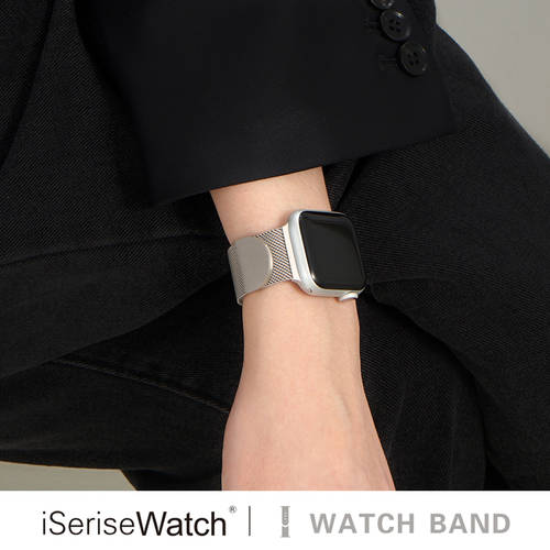 iserisewatch 호환 iwatch7 스트랩 애플 손목시계 워치 8 세대 apple watch6/54se 메탈 밀레니즈 마그네틱 통풍 40/44/45mm41mm 고급 별빛 컬러