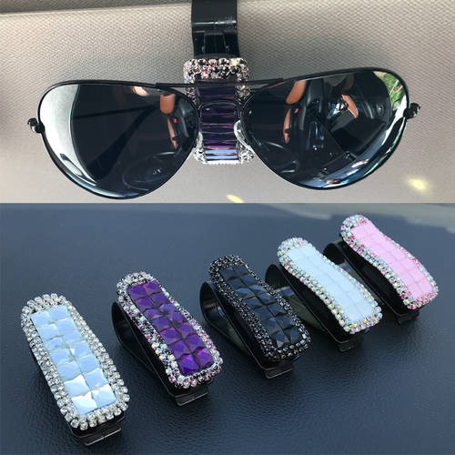다이아몬드 자동차 안경 클립 카 내부 독창적인 아이디어 상품 큐빅 선글라스 색안경 거치대 선바이저 다기능 안경 홀더
