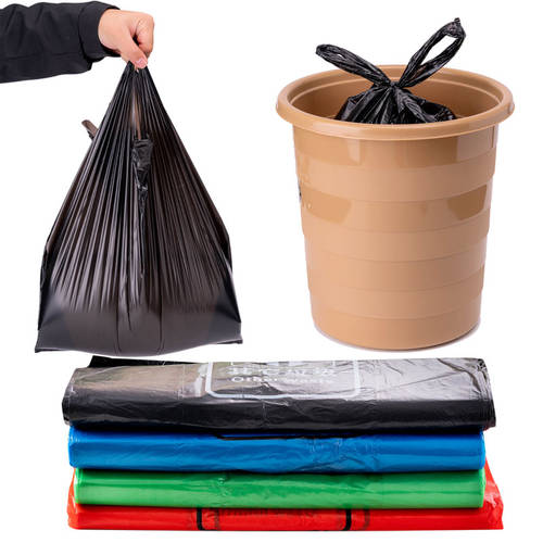드로즈스트링 컬러 휴대용 쓰레기 봉투 자동 확대 범퍼 두꺼운 부엌용 끈 비닐 봉투