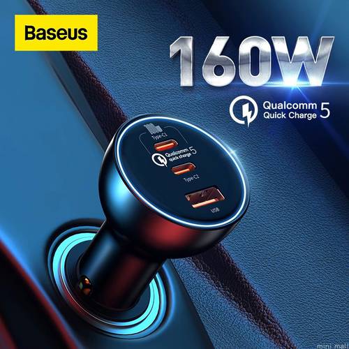 Baseus 160W Car Charger QC 5.0 Fast Charging For iPhone 13