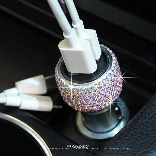 듀얼 USB 고속충전 다이아몬드 자동차 핸드폰 알루미늄합금 차량용충전기
