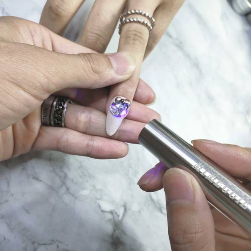 MG 네일아트 LED 휴대용 휴대용 MUZHI 네일램프 라이트 테라피 펜 액세서리 + 고체화 자외선 손가락