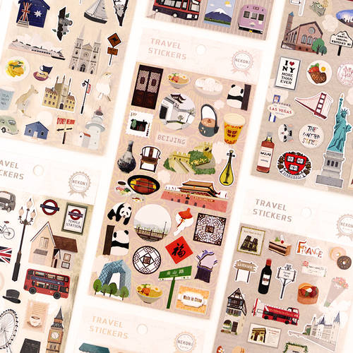 Nekoni 스티커 일본 영미 한국 시티 랜드마크 여행용 여행 메모 인스타 핫템 요즘핫템 셀럽 수첩 계정 작은 포스트 페인트 등