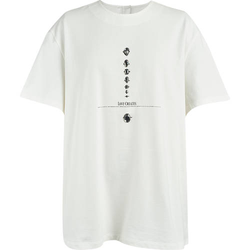 DAZZLE DAZZLE 가을옷 신제품 신상 재미있는 드릴 붙여 넣기 디자인 라운드 넥 면 티셔츠 T셔츠 여성용 2G4B3011B