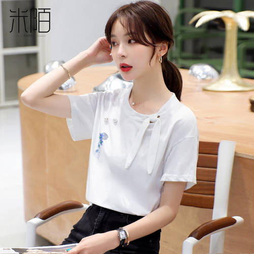 반팔 t 셔츠 여성의류 여름옷  년 신상 패션 트렌드 상의 인기있는 한국판 패션 트렌드 시폰 셔츠 분위기 올매치 코디하기 쉬운