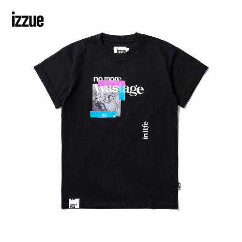 izzue 여성복 반팔 티셔츠 T셔츠  써머 여름용 유행 디자인 프린팅 커프 소맷부리 커프스 1124S0E