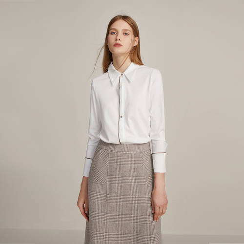 LANCY 가을 겨울 신제품 신상 100% 순면 패션 트렌드 심플 상의 여성용 출퇴근용 프로 올매치 롱 소매 셔츠