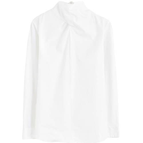 Marisfrolg/ 화성 필  겨울 지신 제품 반폴라 하프넥 화이트 롱 소매 셔츠 상의 여성복