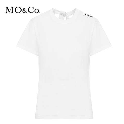 MOCO 써머 여름용 신제품 U 타입 펀칭 리본 폴라넥 터틀넥 목폴라 반팔 티셔츠 T셔츠 MBO2TEE008 Mo Anke
