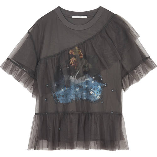 DAZZLE DAZZLE 여름옷 순사 싸움 연결 오프셋 인쇄 반팔 너비 Matsuzaka 티셔츠 T셔츠 여성용 2G2B3331E