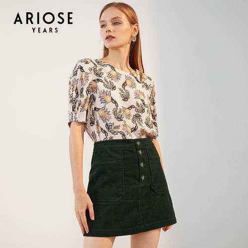 AINUO 시야시  가을옷 신제품 신상 슬림핏 꽃무늬 시폰 티셔츠 T셔츠 캐주얼 편안한 상의 여성용 올매치 패션 트렌드
