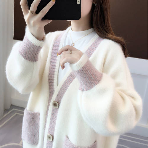 스웨터 니트 케이스 여성용  년 신상 가을 겨울 올매치 한국판 루즈핏 패션 트렌드 캐주얼 밍크 캐시 니트 오픈 셔츠