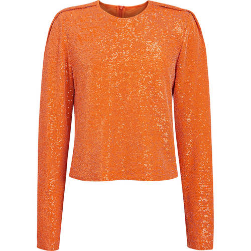 DAZZLE DAZZLE  가을옷 신제품 신상 산 주황색 자수 염주 라운드 넥 셔츠 상의 여성용 2C3D5015M